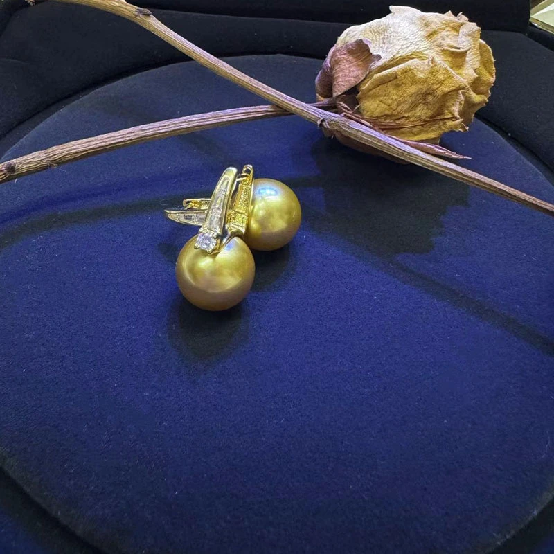 合金贝壳耳饰 【明珠专享】14mm优雅高贵轻奢款余晖金耳扣（E015）