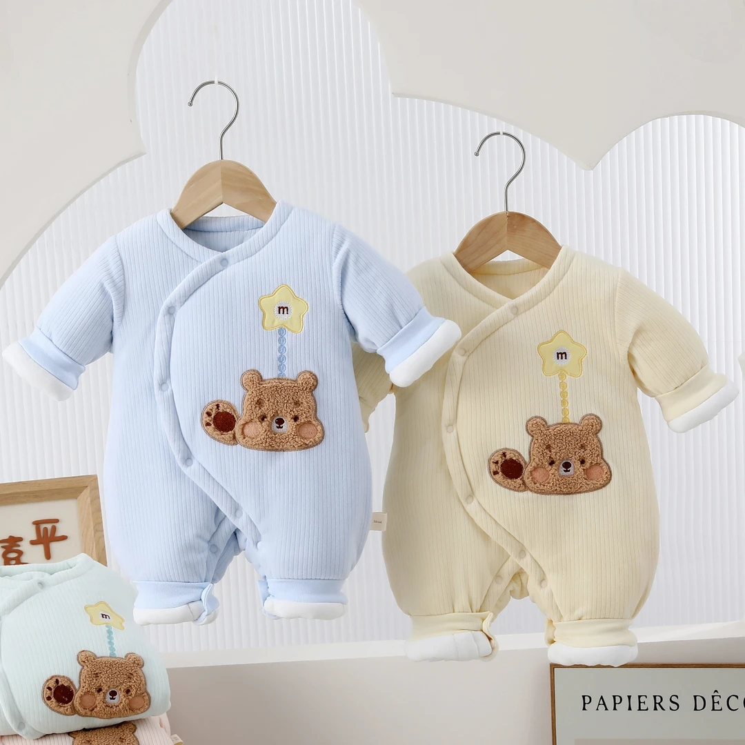 新生儿连体衣（300g加厚）冬季加棉婴儿0-1-2-3-4个月星星熊