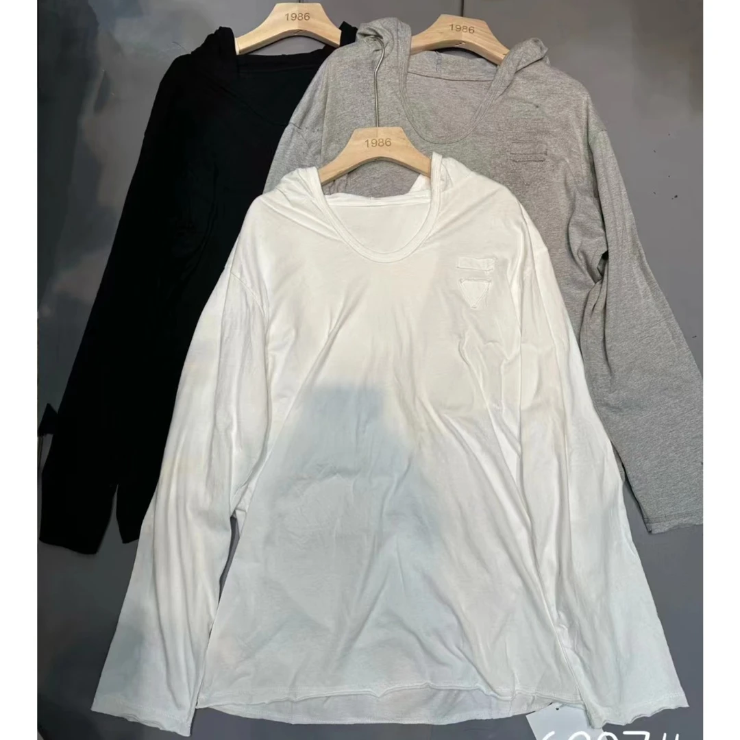 韩版百搭圆领时尚洋气休闲连帽长袖T 6907