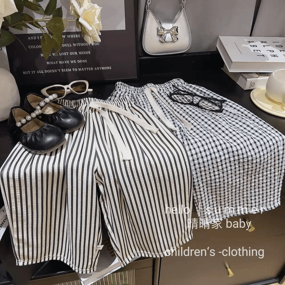 女童韩版潮流裤子夏季设计款九分裤男女童防蚊裤洋气