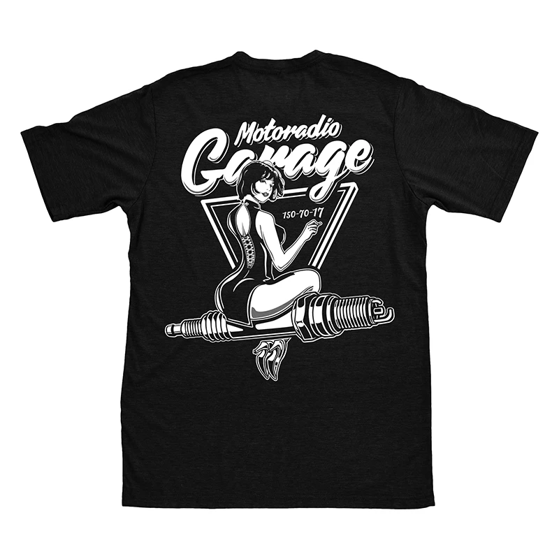 MOTORADIO原创设计摩托车插画短袖圆领重磅纯棉T恤潮流机车周边