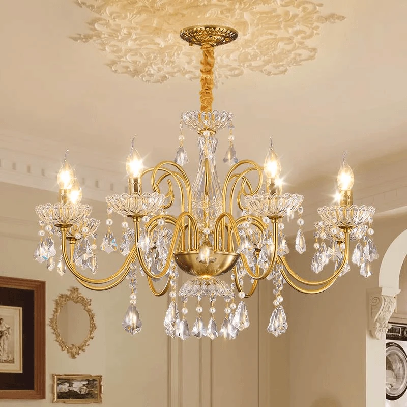 法式水晶吊灯卧室客厅灯2024年新款法式轻奢大气餐厅中山灯具