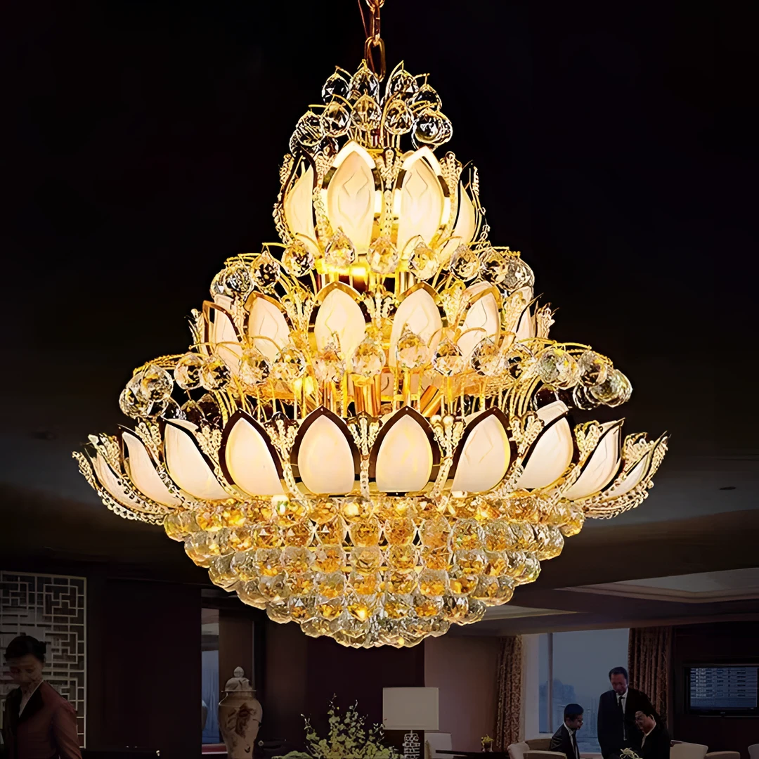 寺庙佛堂大殿莲花大吊灯楼中楼复式楼客厅水晶灯大气轻奢网红灯