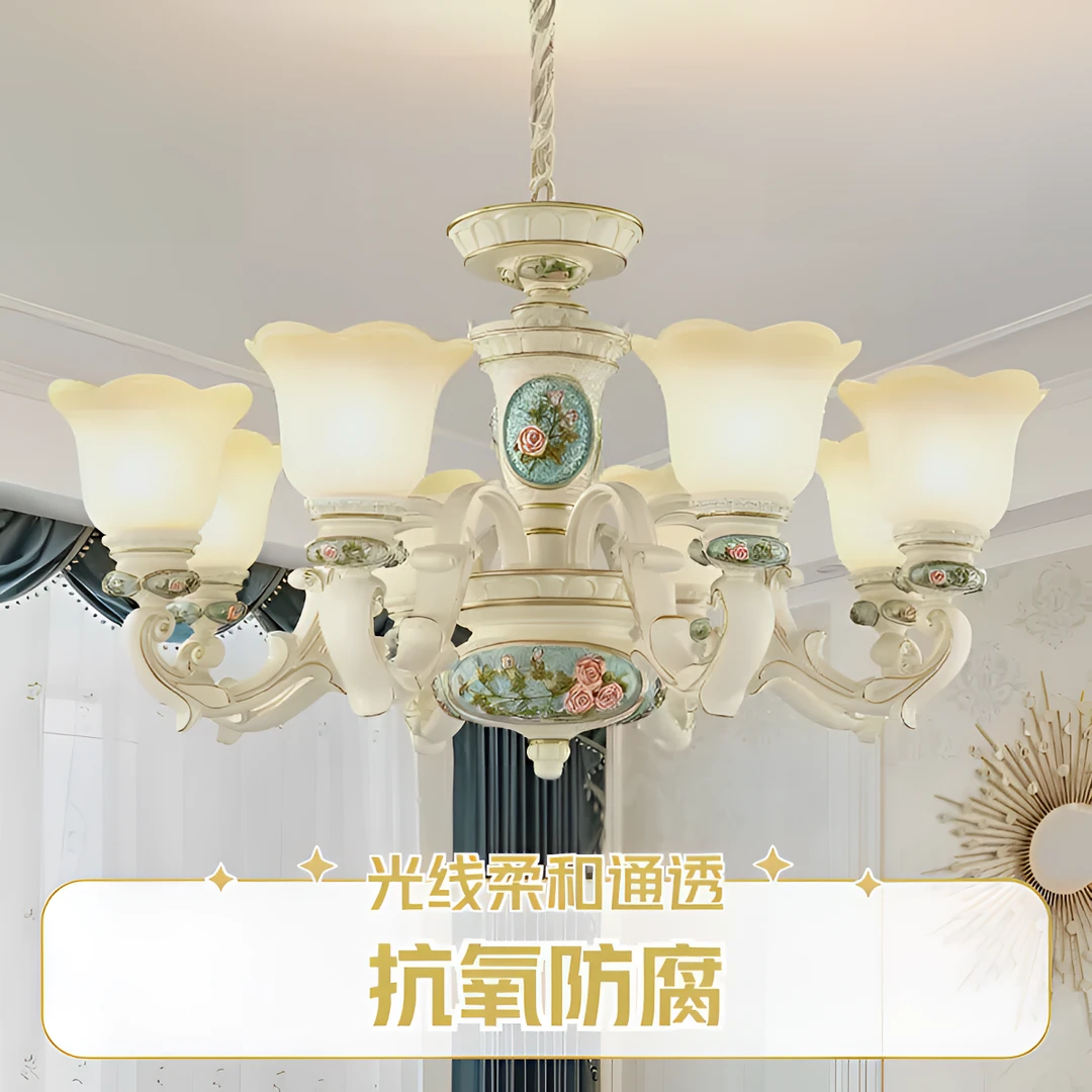 客厅吊灯欧式树脂中山灯具奢华大气别墅复式楼大厅简欧餐厅卧室