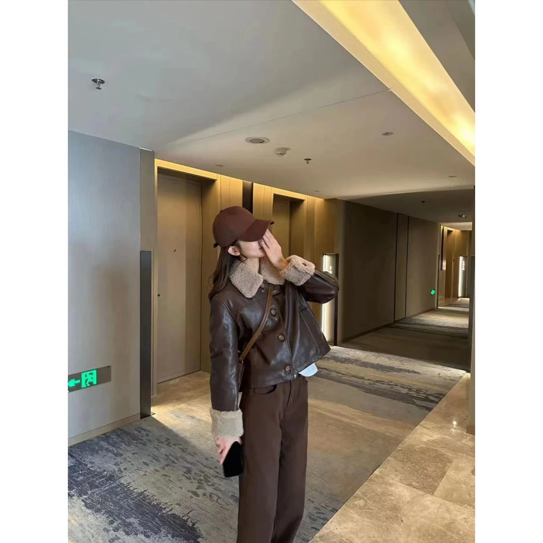 【萌萌里】MMLi CLOTHES｜ 设计师款美拉德色系皮衣外套 mm23313