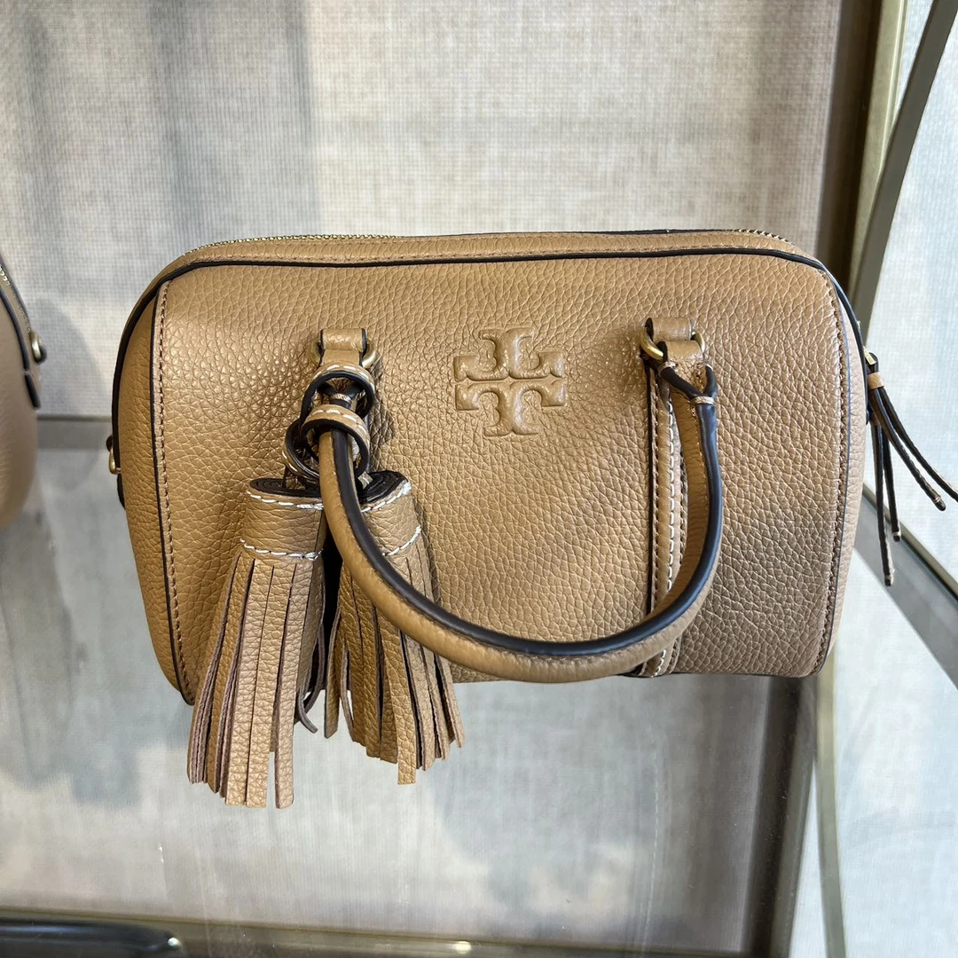 Tory Burch/汤丽柏琦 Thea迷你波士顿焦糖色手提斜挎包146449
