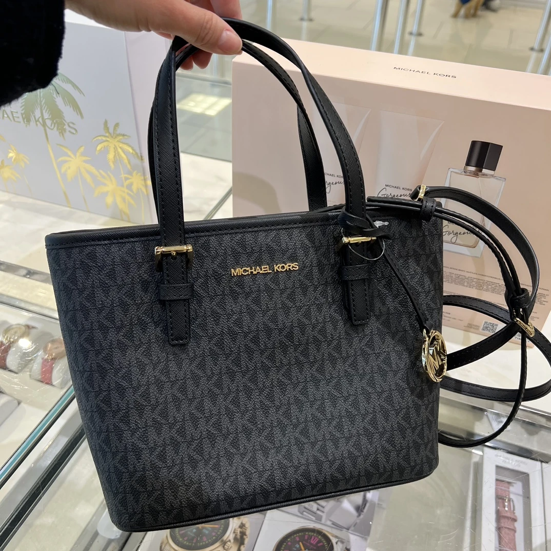 MICHAEL KORS/迈克高仕 Jet Set小号托特黑灰色手提肩斜挎包女包