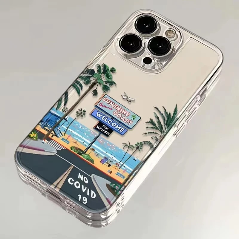 海景公路适用苹果16/15手机壳小米OPPO透明VIVO防摔华为荣耀系列