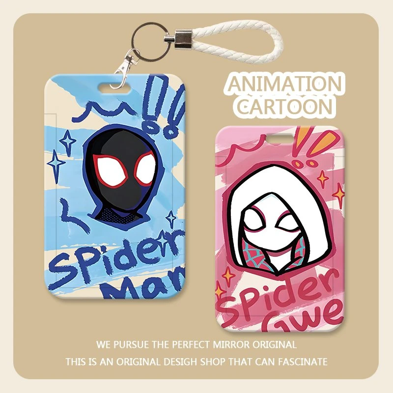 创意涂鸦蜘蛛侠学生校园滑盖卡套公交卡地铁卡证件保护套可挂脖绳