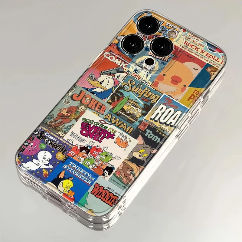 复古动画片海报适用iPhone16手机壳苹果15华为透明小米OPPO软VIVO