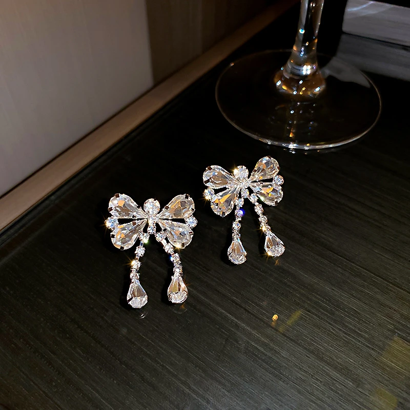 铜合金耳饰 惠蝶】蝴蝶结耳坠耳环轻奢小众设计高级感气质名媛耳饰
