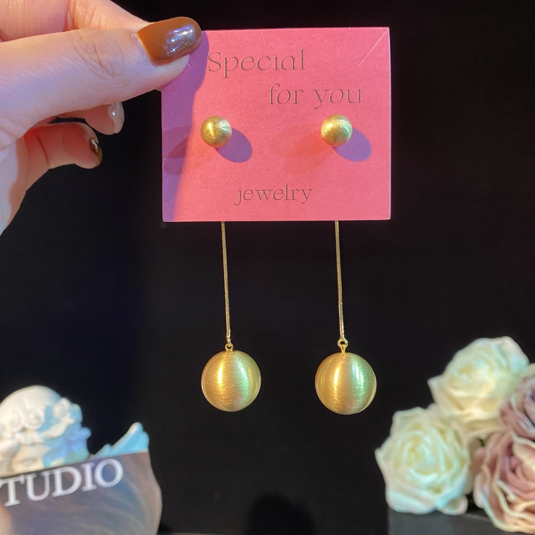 铜合金耳饰 初尘】秋冬新款优雅拉丝两戴长款流苏耳环简约轻奢耳钉