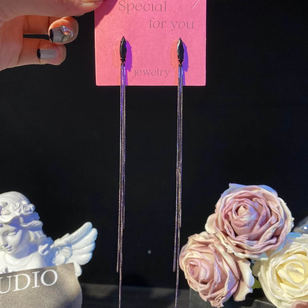 铜合金耳饰 静美】简约气质时尚轻奢百搭长款流苏耳环优雅甜美耳钉