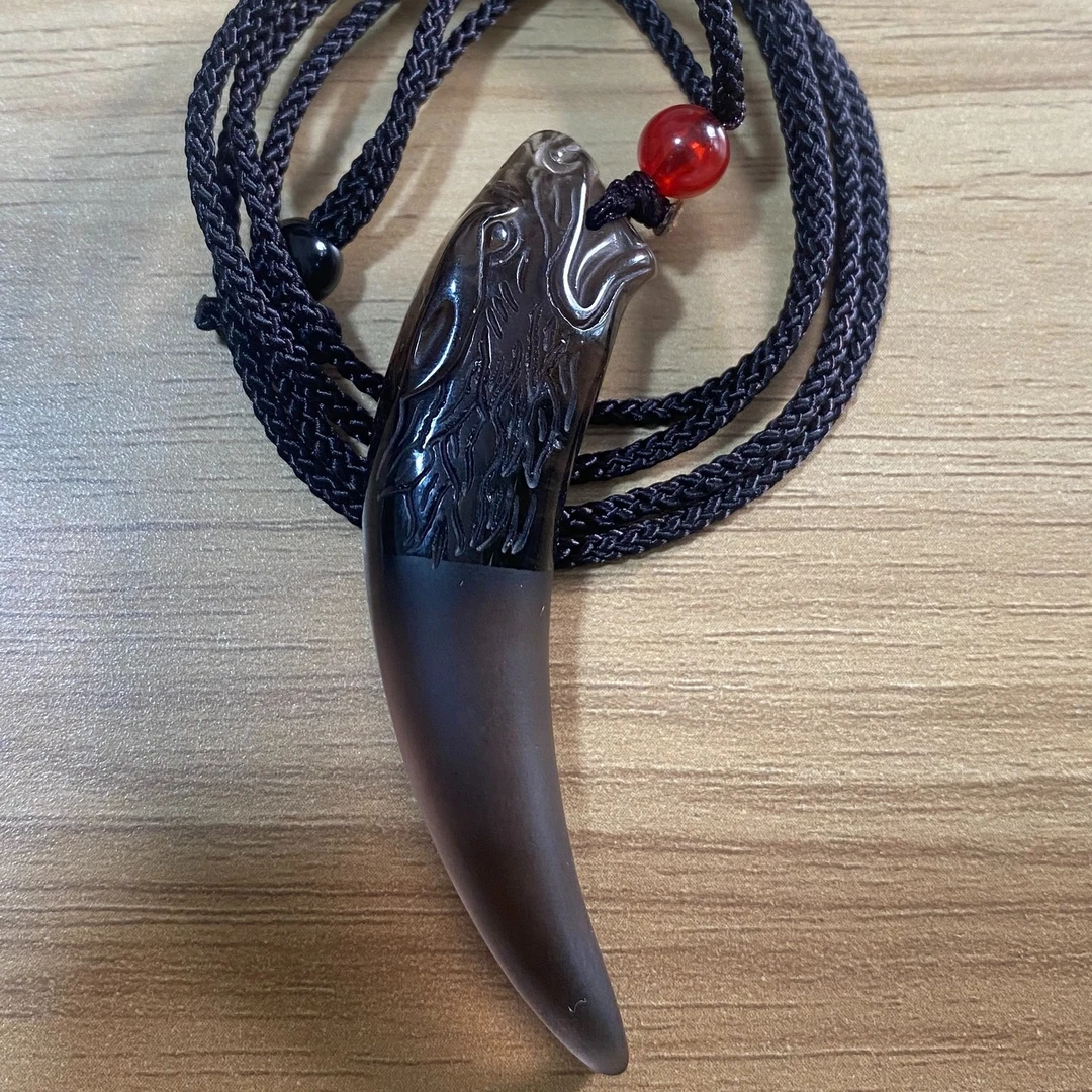 天然石曜石挂件狼牙气质时尚黑色