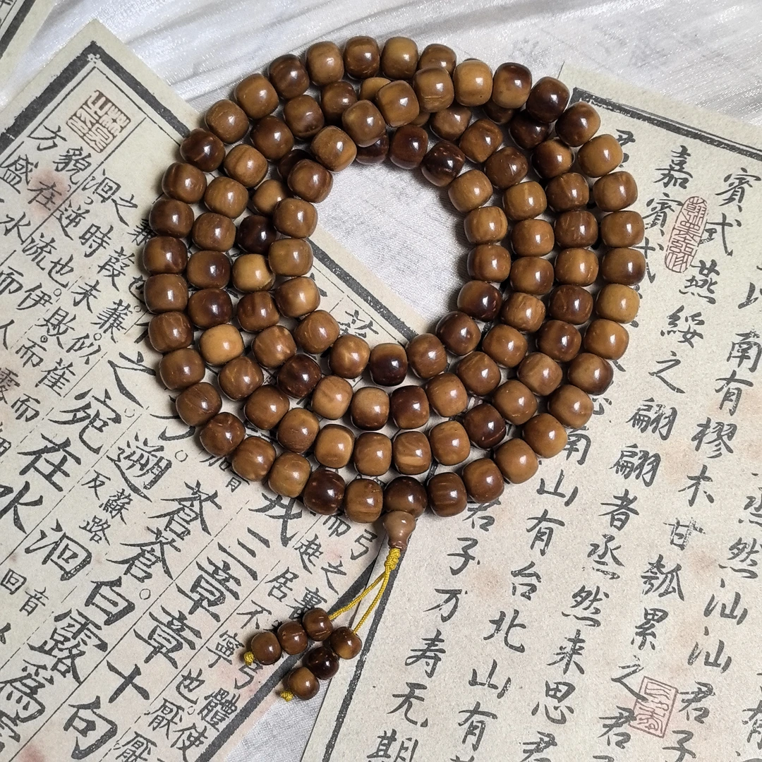 精品库克黑油料老型珠9*10mm念珠108颗多圈手串男女菩提文玩