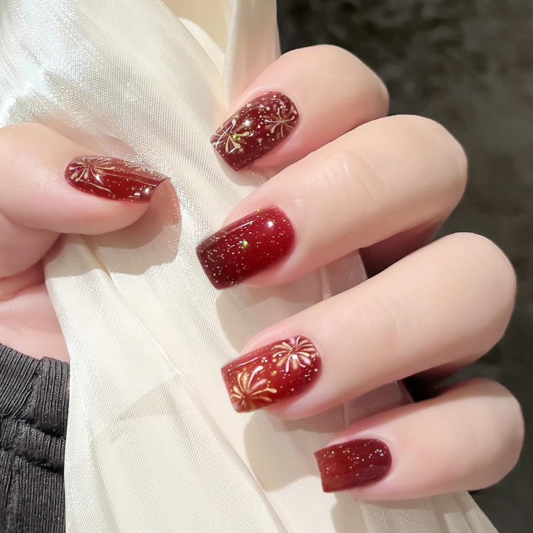 【ES276快乐2025】半固化凝胶uv半烤美甲贴指甲贴片照灯变硬穿戴甲