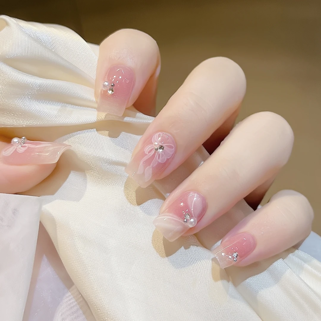 【ES696】20指半固化凝胶uv半烤美甲贴照灯穿戴