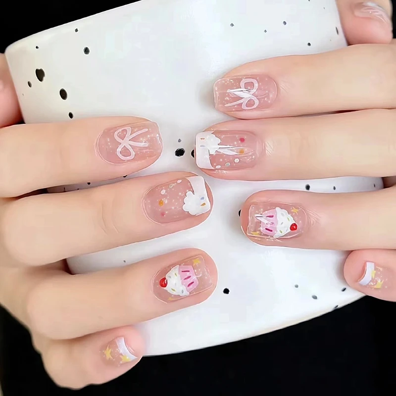 【ES932】20指半固化凝胶uv半烤美甲贴指甲贴片照灯变硬防水穿戴甲