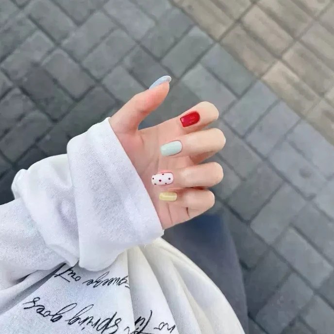 【ES697】20指半固化凝胶uv半烤美甲贴照灯穿戴