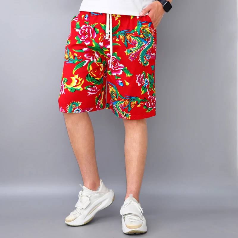 【宝爷传媒严选】东北大花休闲沙滩裤宽松男女五分裤时尚百搭短裤