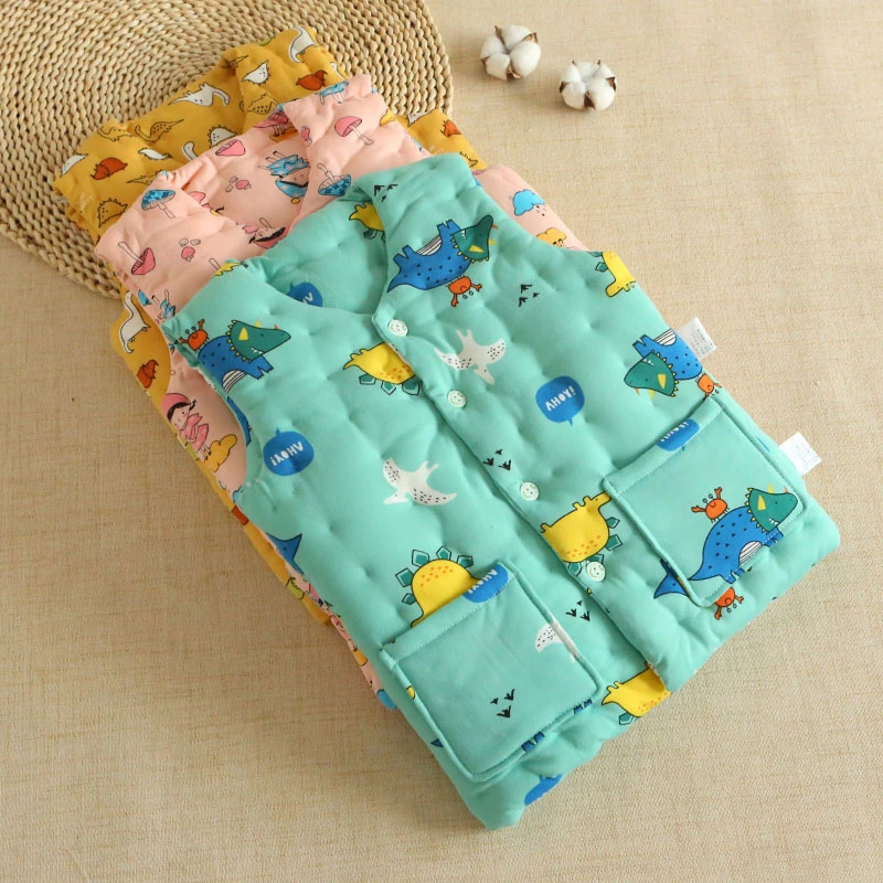 纯棉花手工儿童马甲秋冬季加厚保暖中大童居家内外穿坎肩学生背心