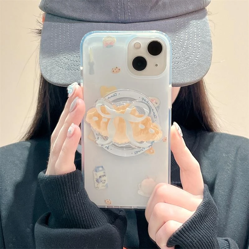 适用king原创ins小众简约甜品面包插画适用苹果15手机壳iph保护套