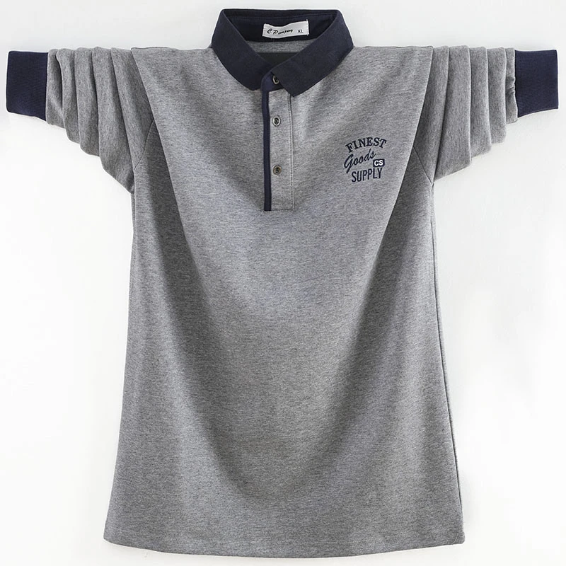 男士秋季纯棉长袖T恤翻领polo衫 大码中年男装加肥加大爸爸装宽松