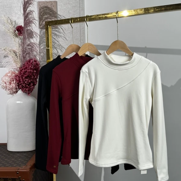 秋冬上新~时尚简约纯色设计款打底衫 S2285