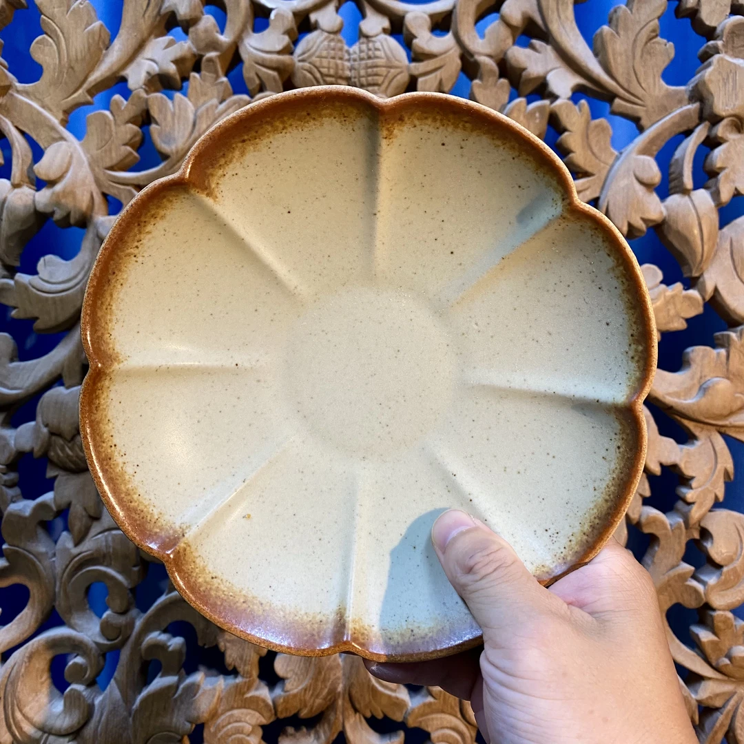 7英寸粗陶葵口深盘