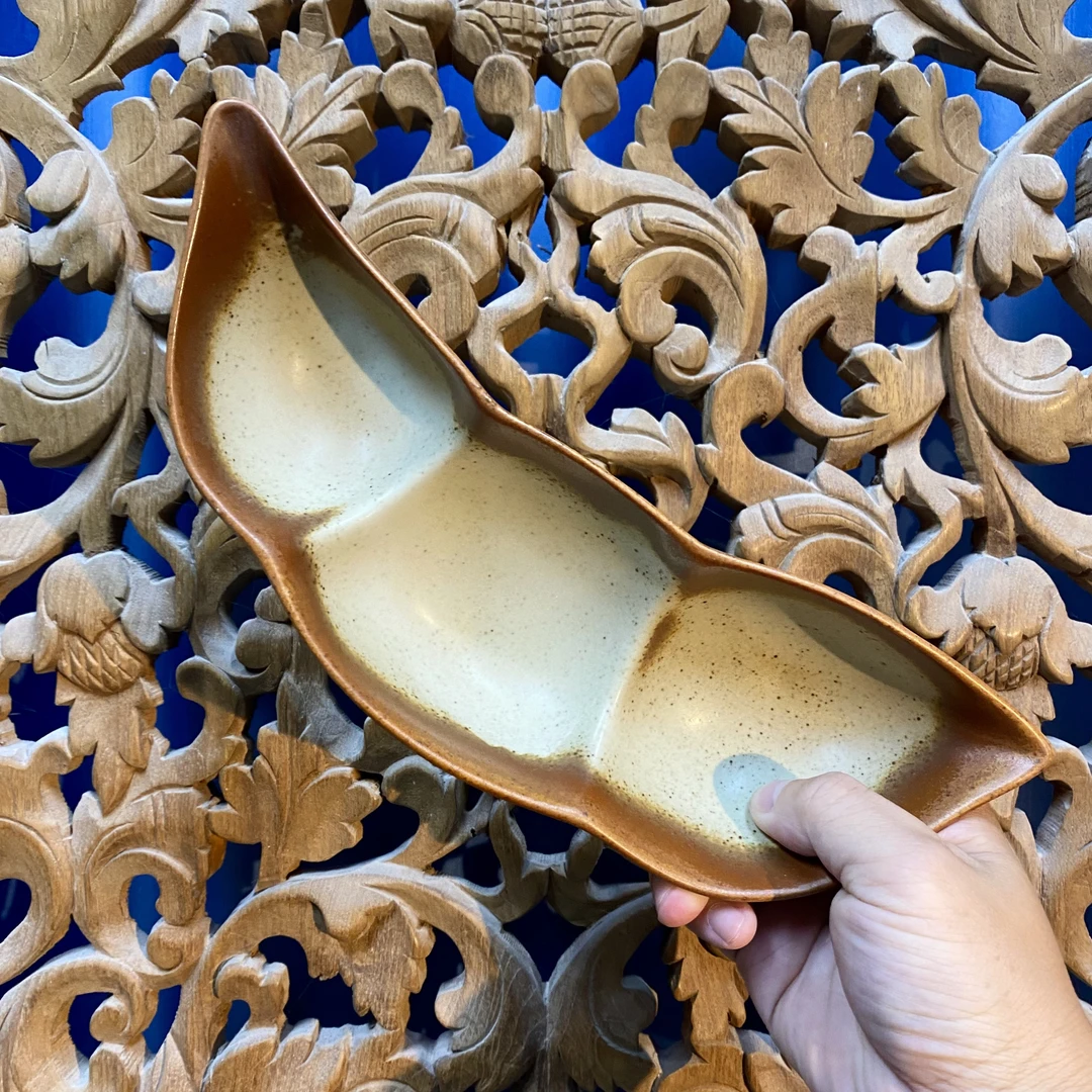 复古粗陶花生小食盘