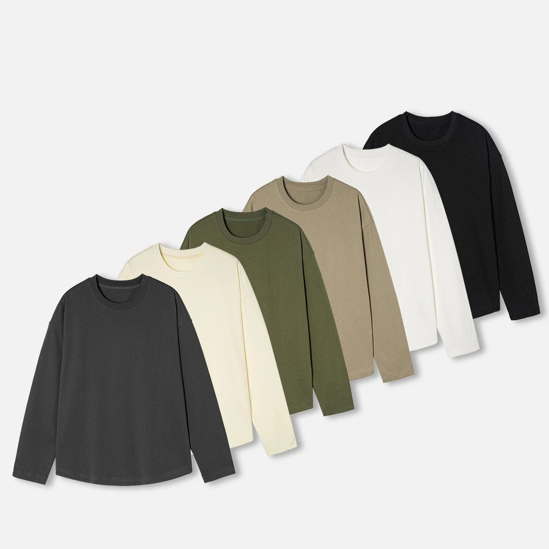 新款秋季简约百搭圆领净版侧唛点缀点缀休闲经典长袖R231T006