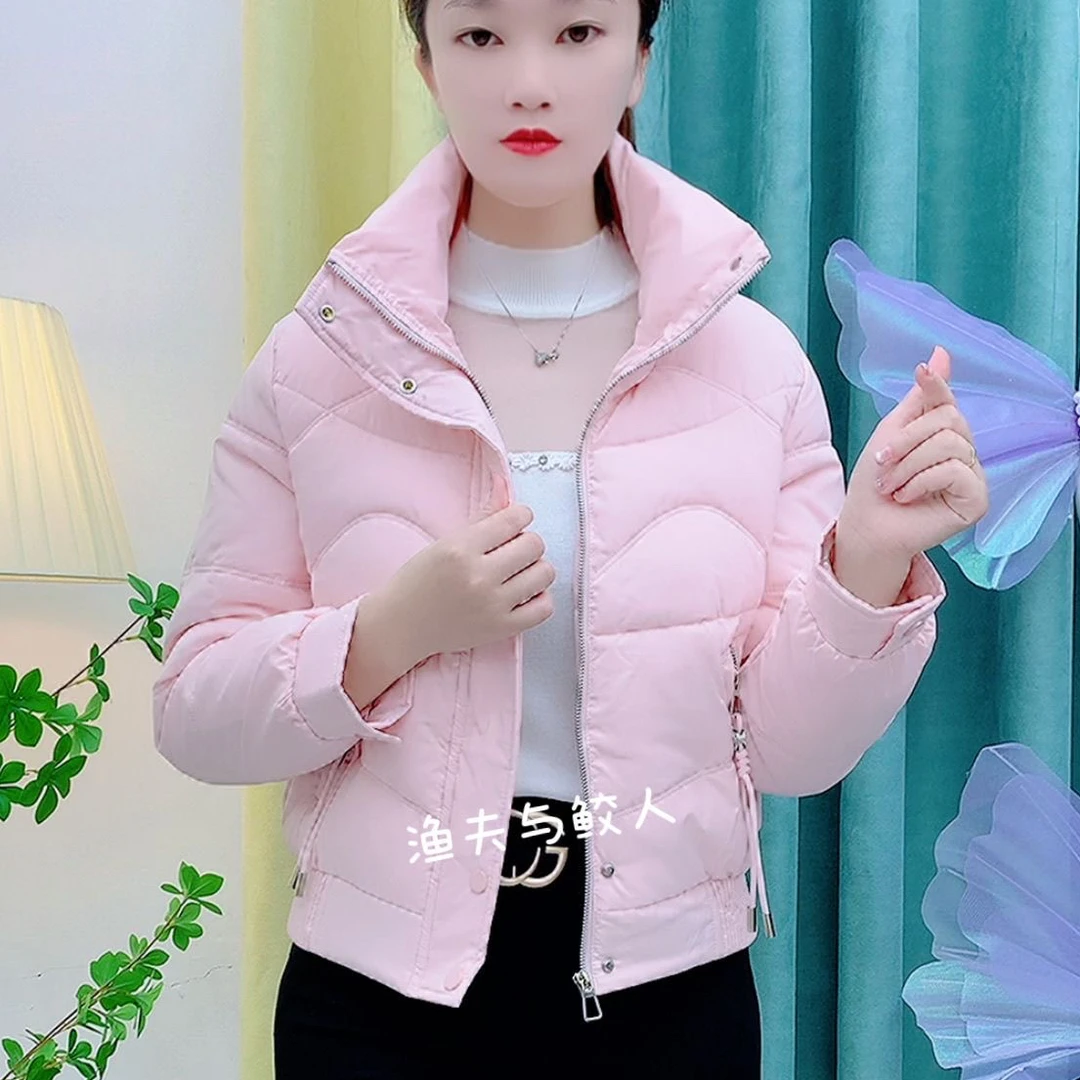 纯色短款棉服2024冬季新款小个子立领保暖加厚短款时尚棉袄棉衣