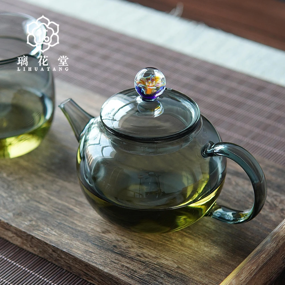 璃花堂兰花小壶小泡茶壶倒流壶纯手工高硼硅玻璃自带过滤小茶壶