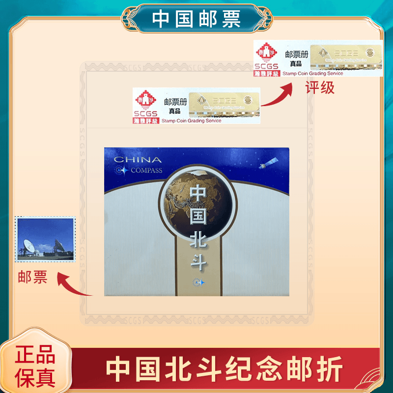 【中国邮票】中国北斗纪念邮折-北斗卫星导航纪念邮票 保真