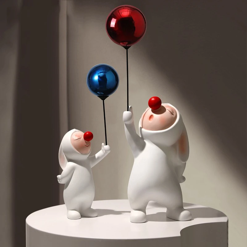 北欧创意气球兔子摆件动物客厅桌面电视柜玄关橱窗家居房间装饰品