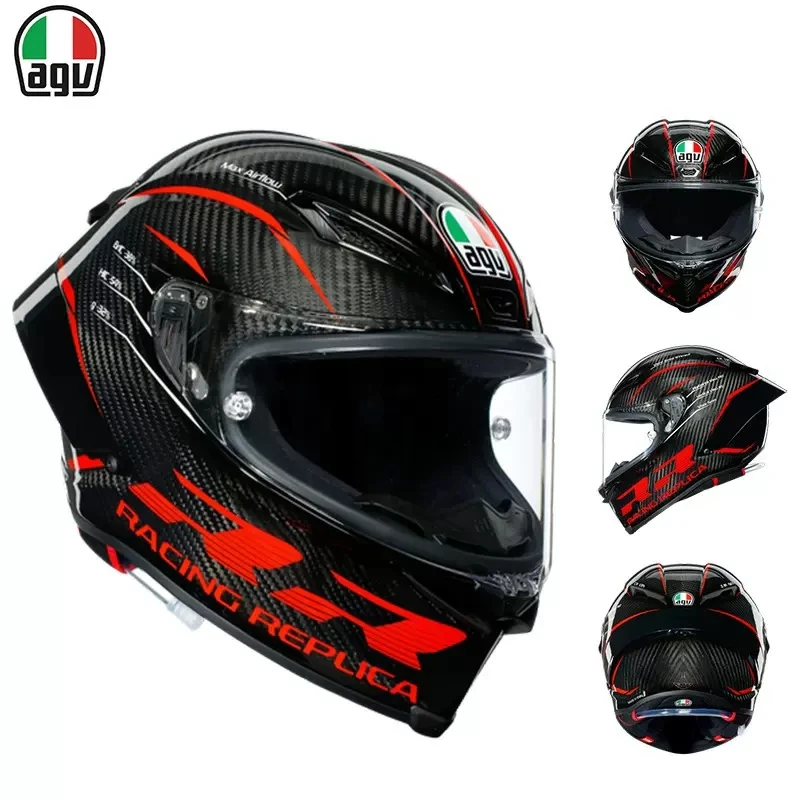 AGV PISTA冰蓝变色龙黑红轨迹75周年亮黑哑黑碳纤维机车头盔全盔