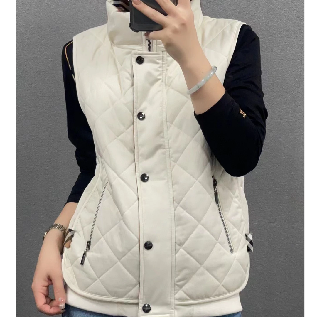 秋冬新款马甲女立领经典菱格坎肩时尚保暖百搭无袖背心外套5081