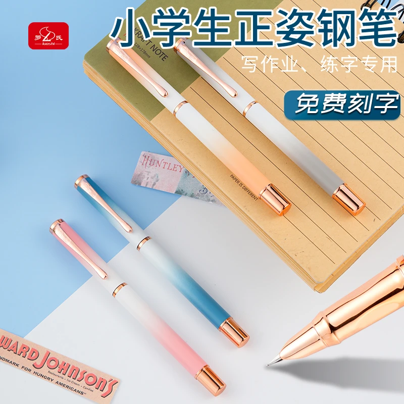 罗氏钢笔小学生三年级极细0.28专用正姿儿童练字套装可替换墨囊