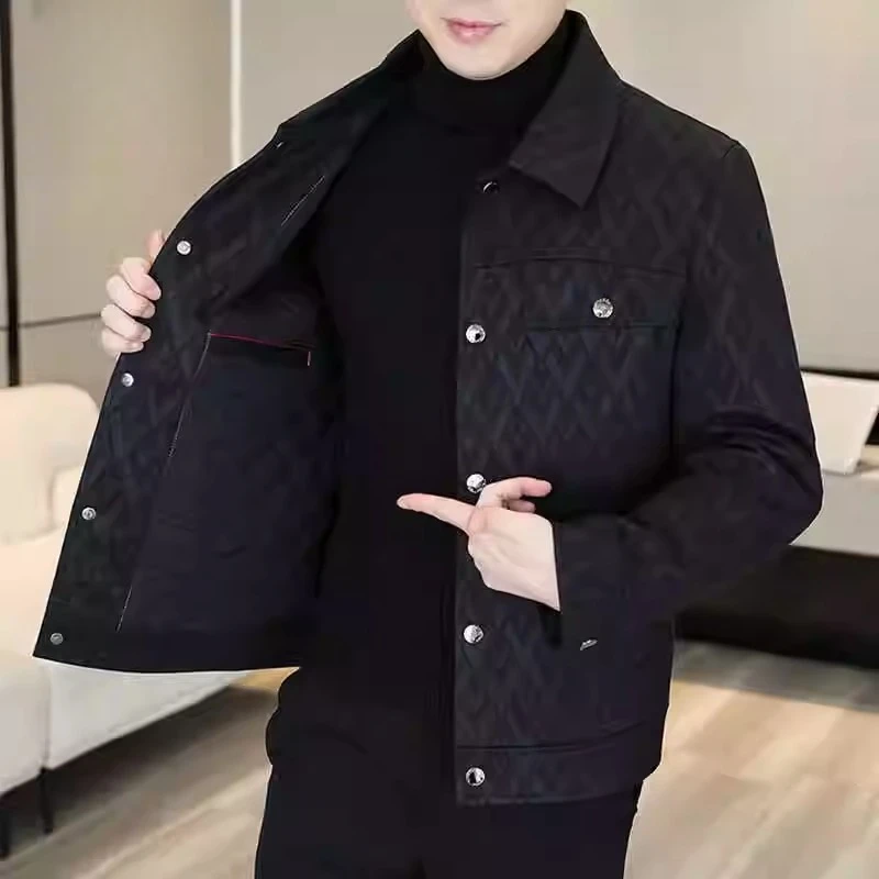 夹克外套男士加绒加棉休闲上衣2025秋冬新款高端中青年痞帅男装潮