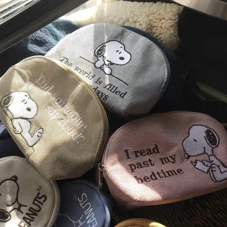 日系卡通少女心创意双面刺绣帆布防水化妆包笔袋零钱包女收纳包