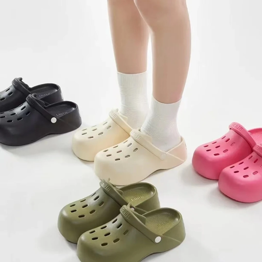 【洞洞鞋】U调厚底踩屎感拖鞋防滑户外凉拖办公洞洞鞋增高沙滩凉鞋