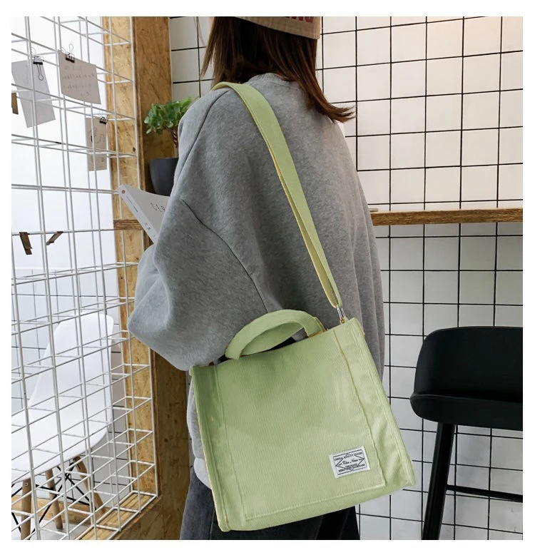 素色随性风！单肩斜挎包加厚帆布灯芯绒斜挎手提通勤小方包手提包