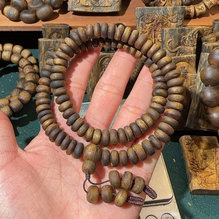 沉香手串张勺子算盘珠双圈1.0/22克➕