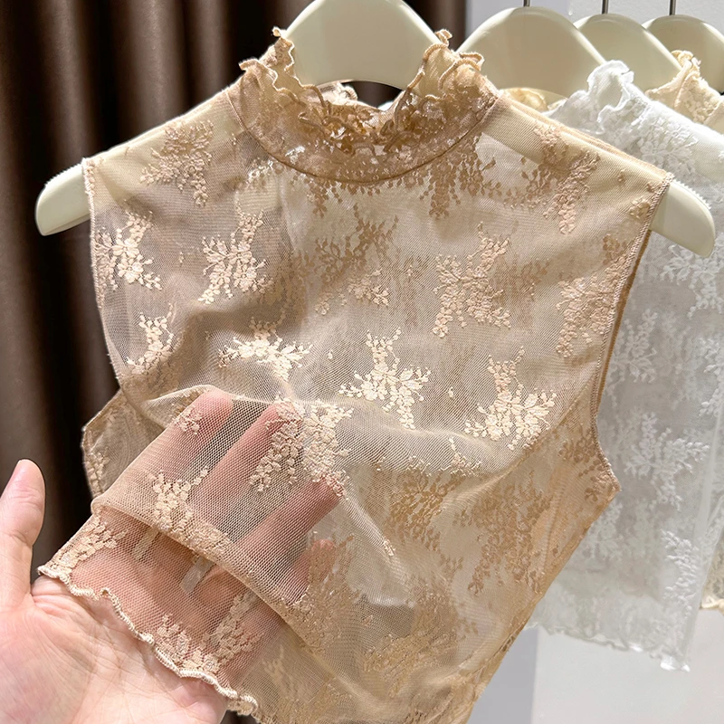 木耳边蕾丝背心秋季毛衣内搭半高领百搭气质外出新款毛衣洋气上衣