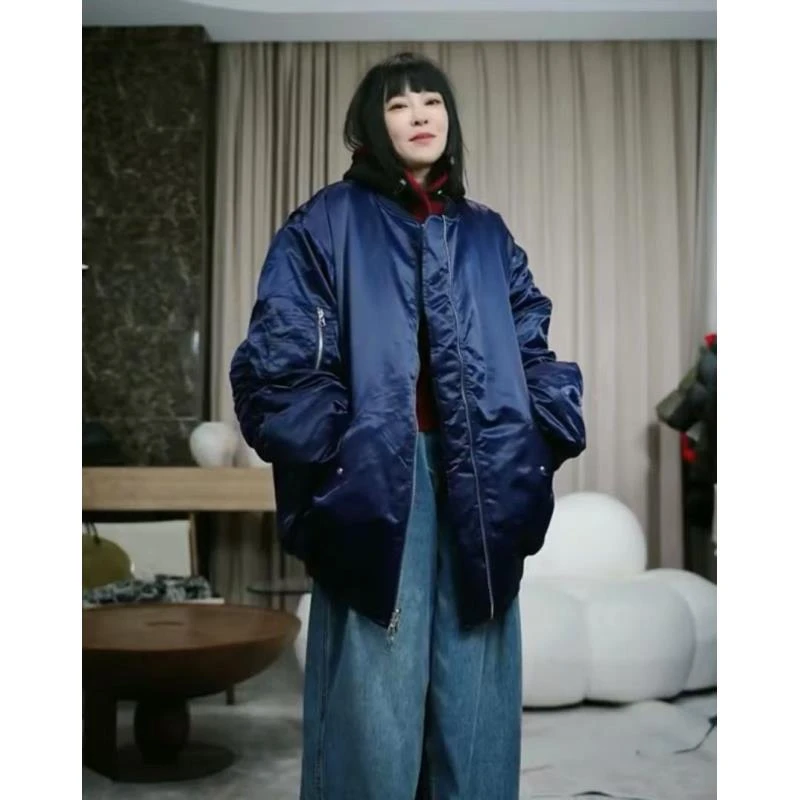 infobyfive2024冬季新款宽松灰色绿色两面穿棉服外套2DK0815