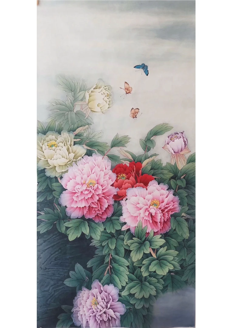 水晶牡丹课三尺链接送底稿彩图同大熟宣