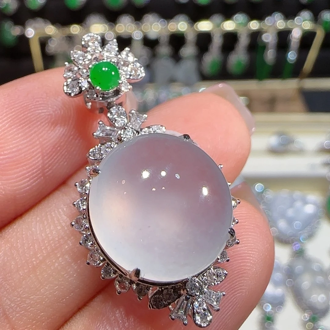 翡翠吊坠(不含链)18K金镶嵌吊坠