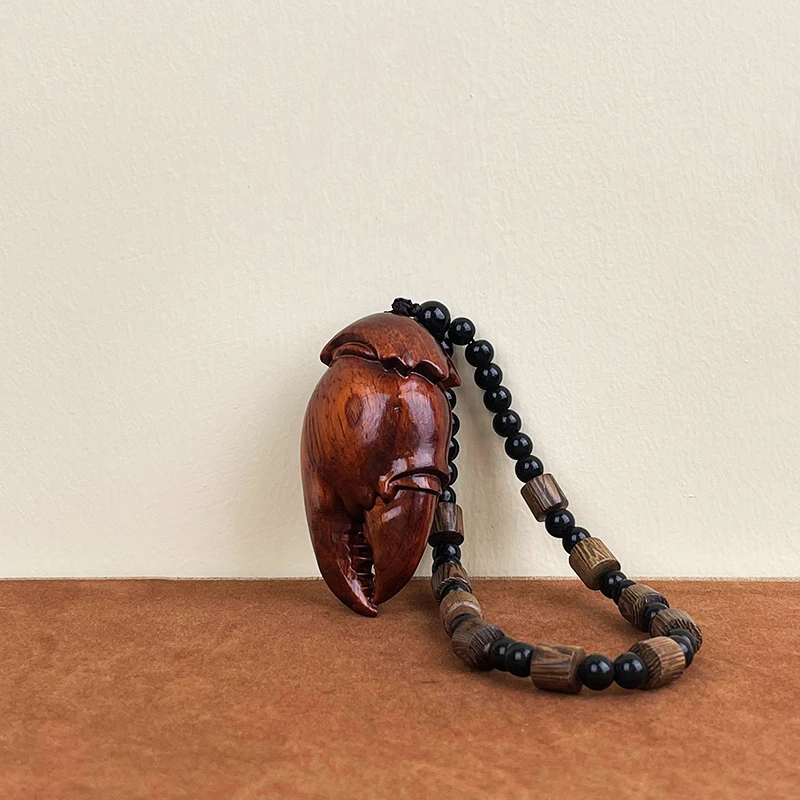 紫檀木蟹钳手把件文玩挂件