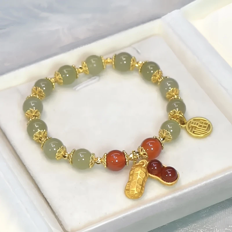 合金珐琅手链 红色好事花生福牌手链i气质百搭手串女轻奢闺蜜礼物