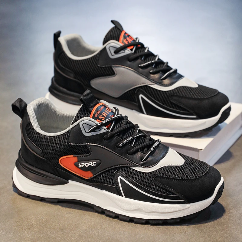 夏季2024新款运动鞋男鞋透气网面鞋男士休闲防滑软底跑步老爹潮鞋